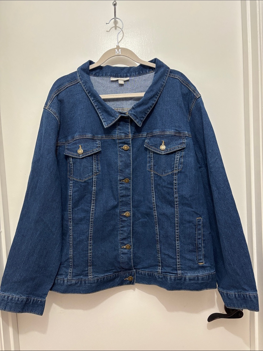 NWOT Woman Within Dark Blue Denim Jacket with Button Front 4X